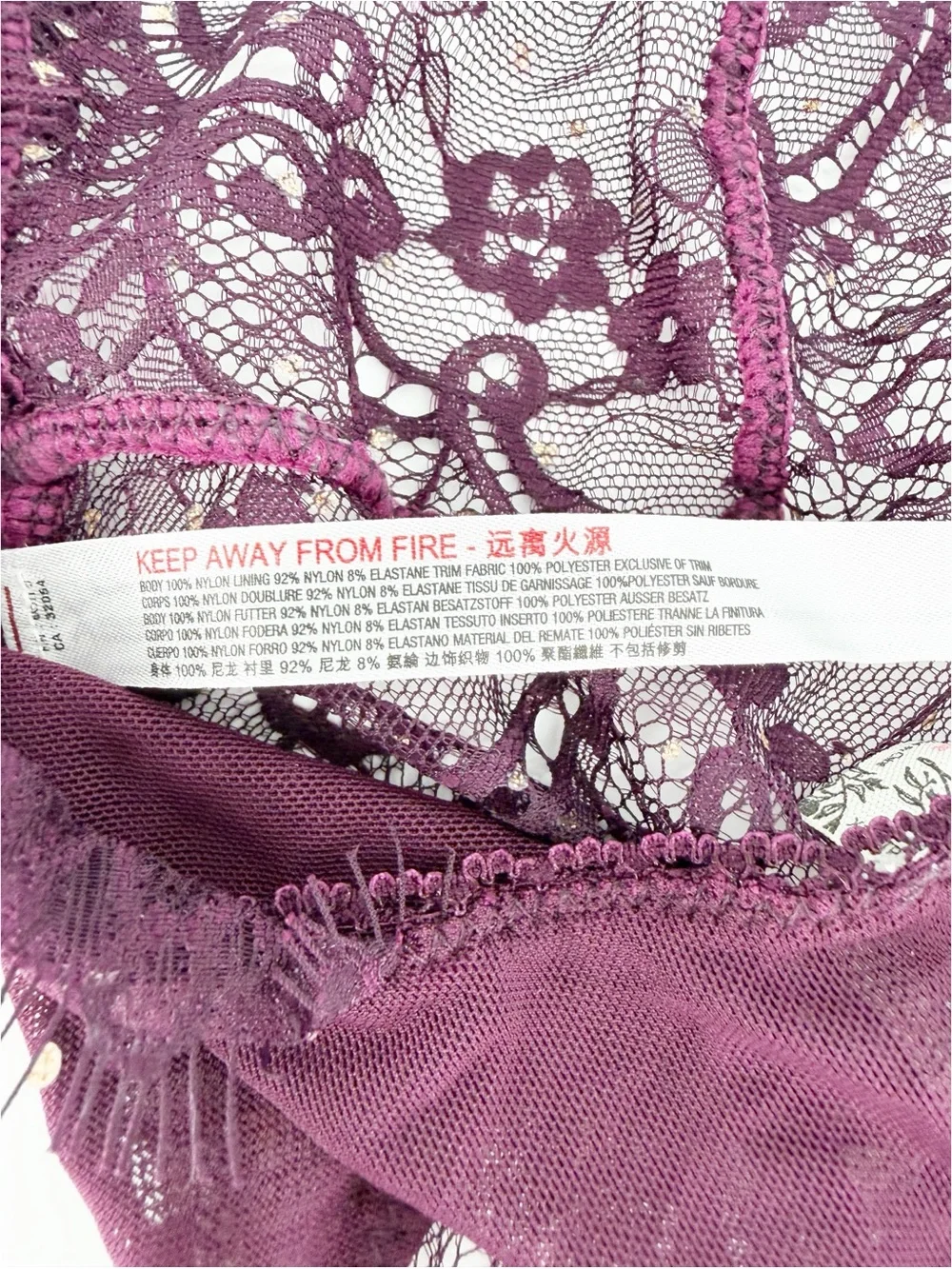 New Free People Showoff Lace Mesh Bodysuit Small in Fig Combo